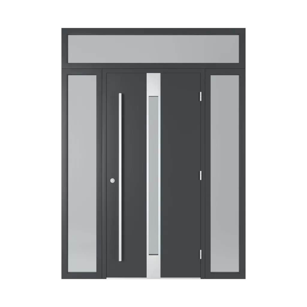 Porte avec imposte vitrée portes-dentree modeles dindecor 6005-pvc-black  