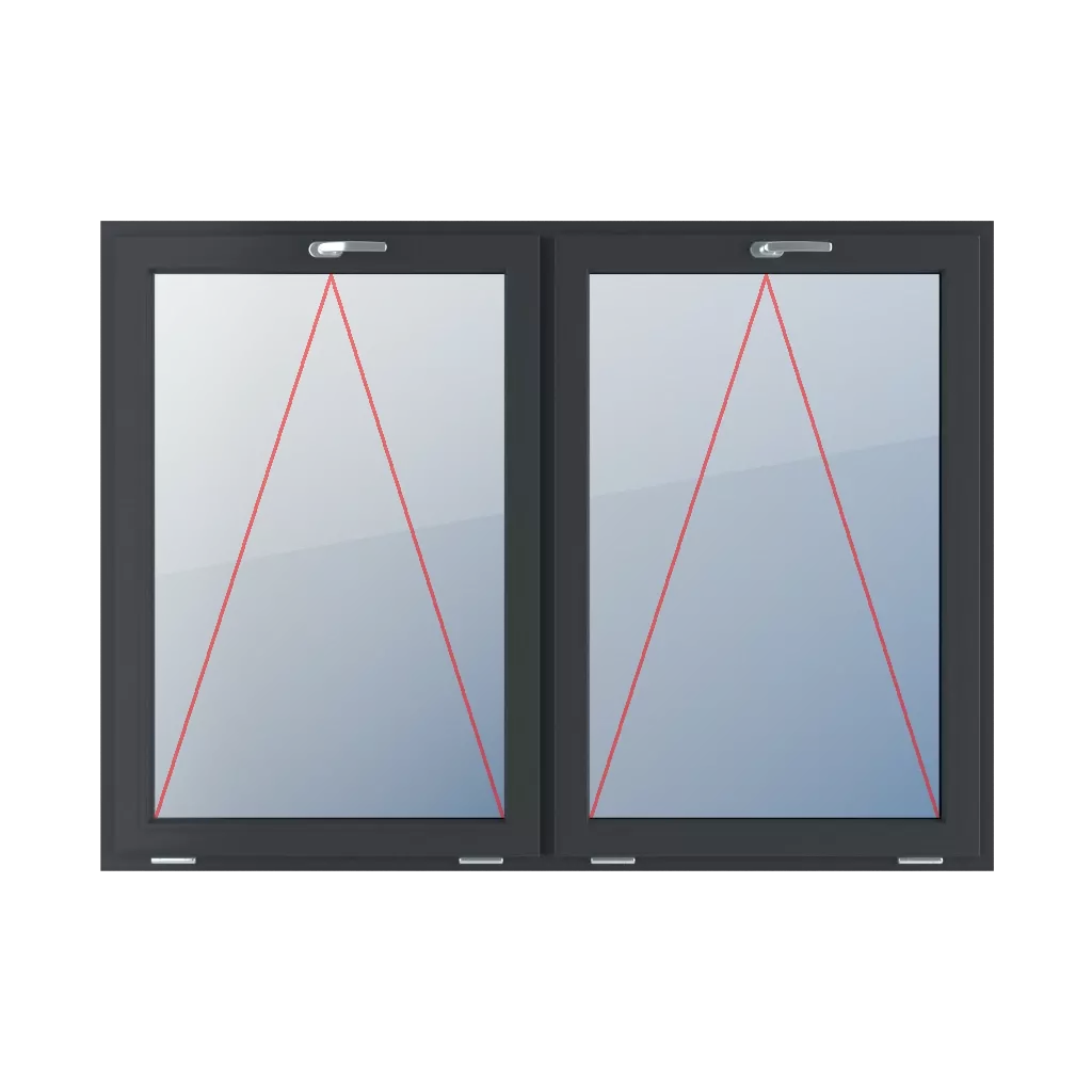 Charnière avec une poignée en haut fenetres type-de-fenetre double-vantail division-horizontale-symetrique-50-50  