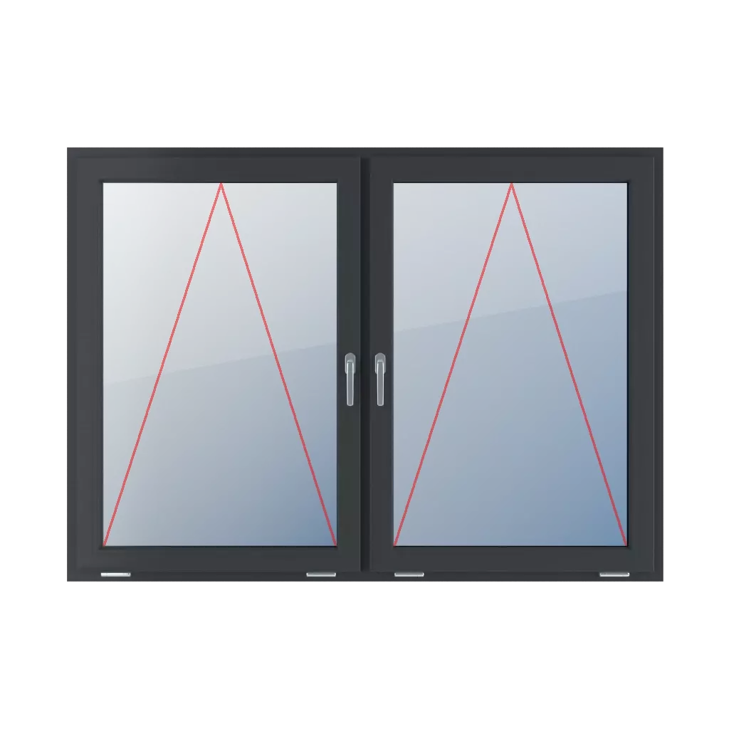 Charnière avec une poignée au milieu fenetres type-de-fenetre double-vantail division-horizontale-symetrique-50-50  