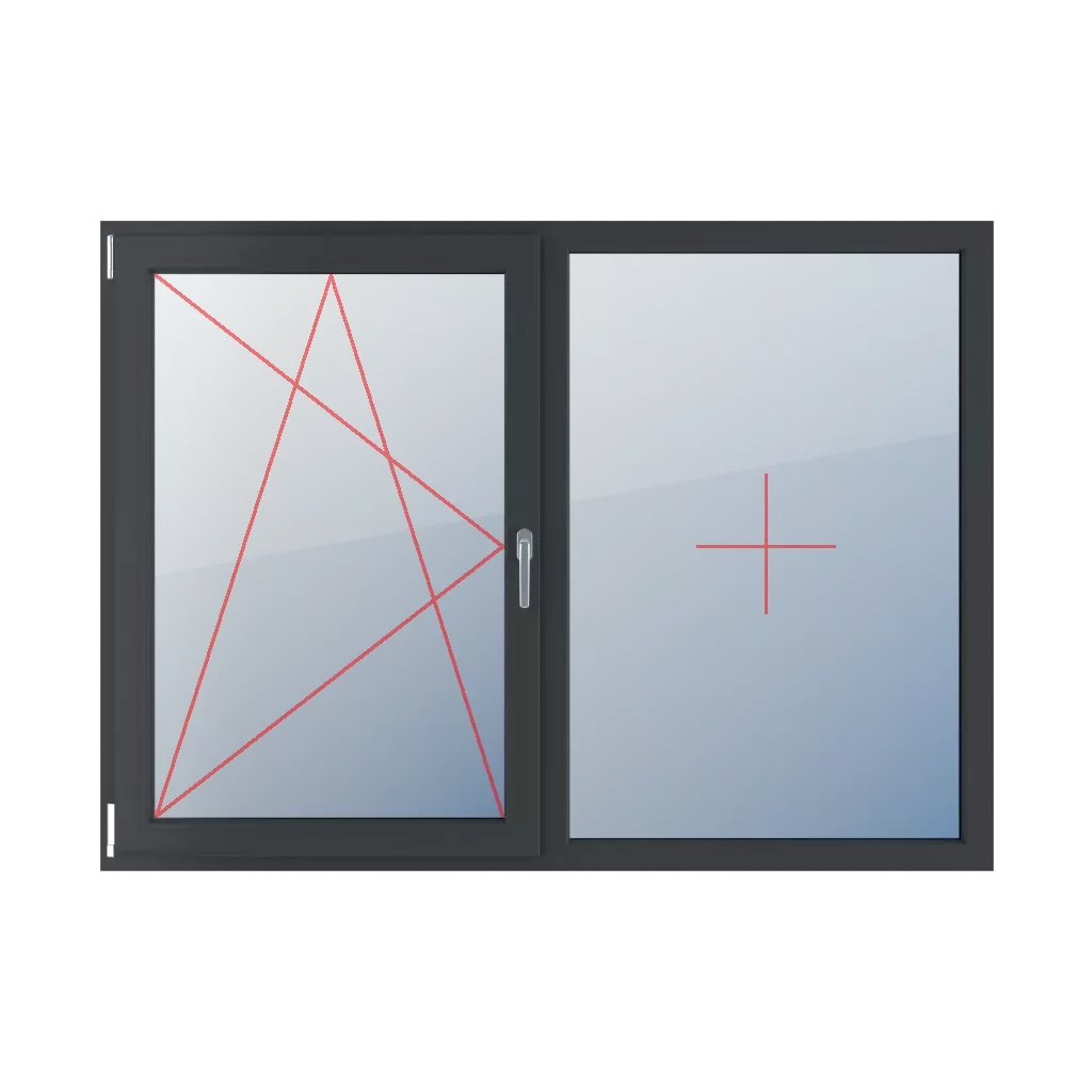 Inclinaison et rotation à gauche, vitrage fixe dans le cadre fenetres type-de-fenetre double-vantail division-horizontale-symetrique-50-50  