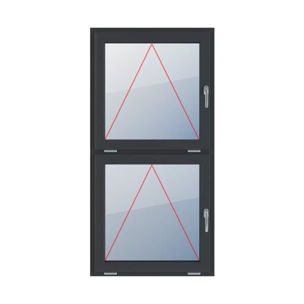 Charnière avec une poignée sur le côté droit fenetres type-de-fenetre double-vantail division-verticale-symetrique-50-50  