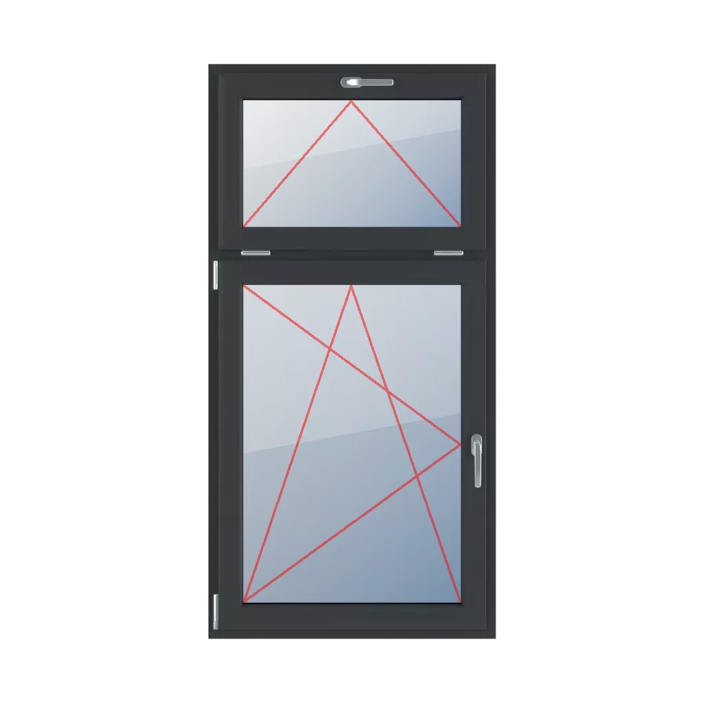 Inclinaison avec une poignée en haut, inclinaison et rotation à gauche fenetres type-de-fenetre double-vantail division-verticale-asymetrique-30-70  