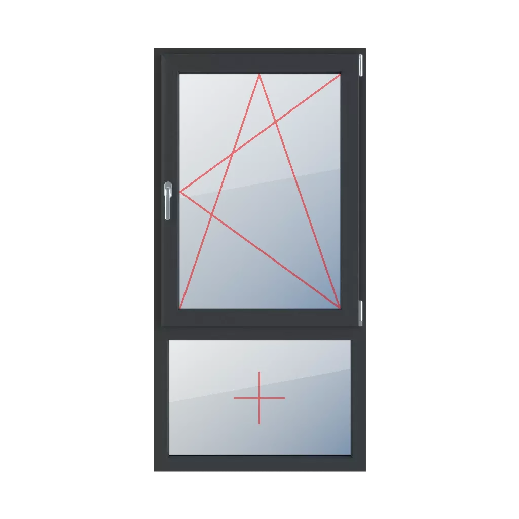 Inclinaison et rotation à droite, vitrage fixe dans le cadre fenetres type-de-fenetre double-vantail division-verticale-asymetrique-70-30  