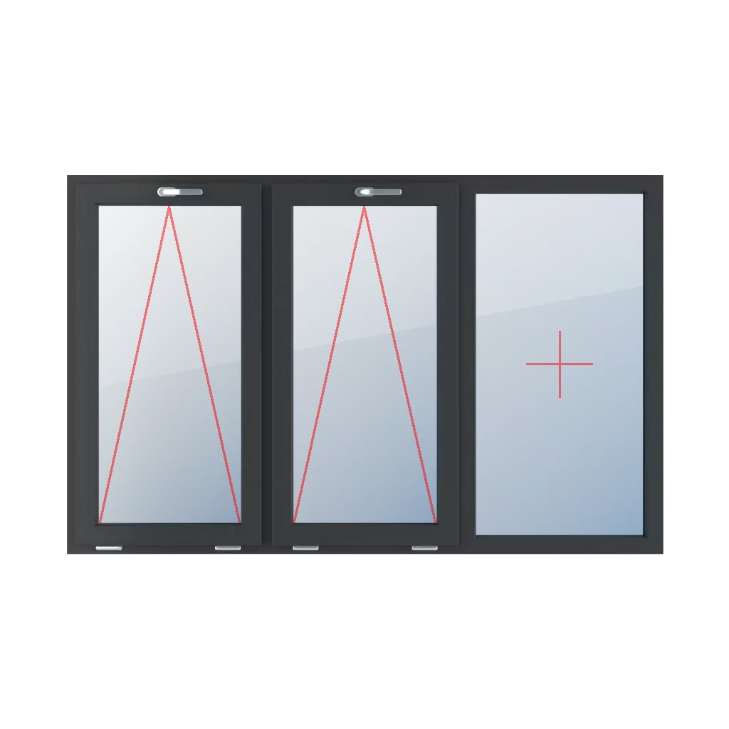 Charnière avec une poignée en haut, vitrage fixe dans le cadre fenetres type-de-fenetre triple-vantaux division-horizontale-symetrique-33-33-33  