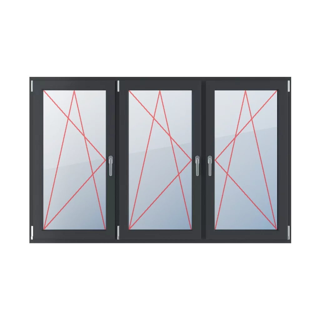 Incliner et tourner à gauche, incliner et tourner à gauche, incliner et tourner à droite fenetres type-de-fenetre triple-vantaux division-horizontale-symetrique-33-33-33  