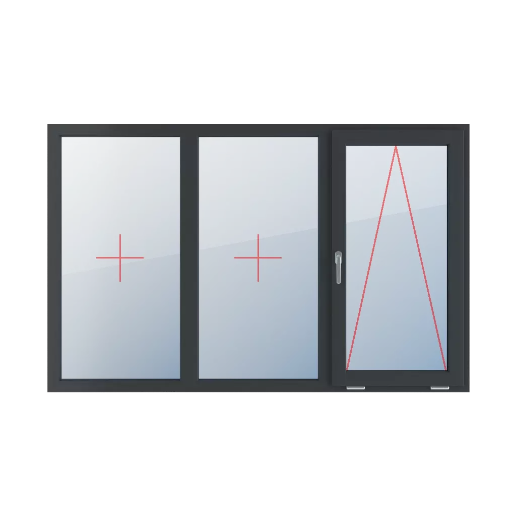 Vitrage fixe dans le cadre, articulé avec une poignée sur le côté gauche fenetres type-de-fenetre triple-vantaux division-horizontale-symetrique-33-33-33  