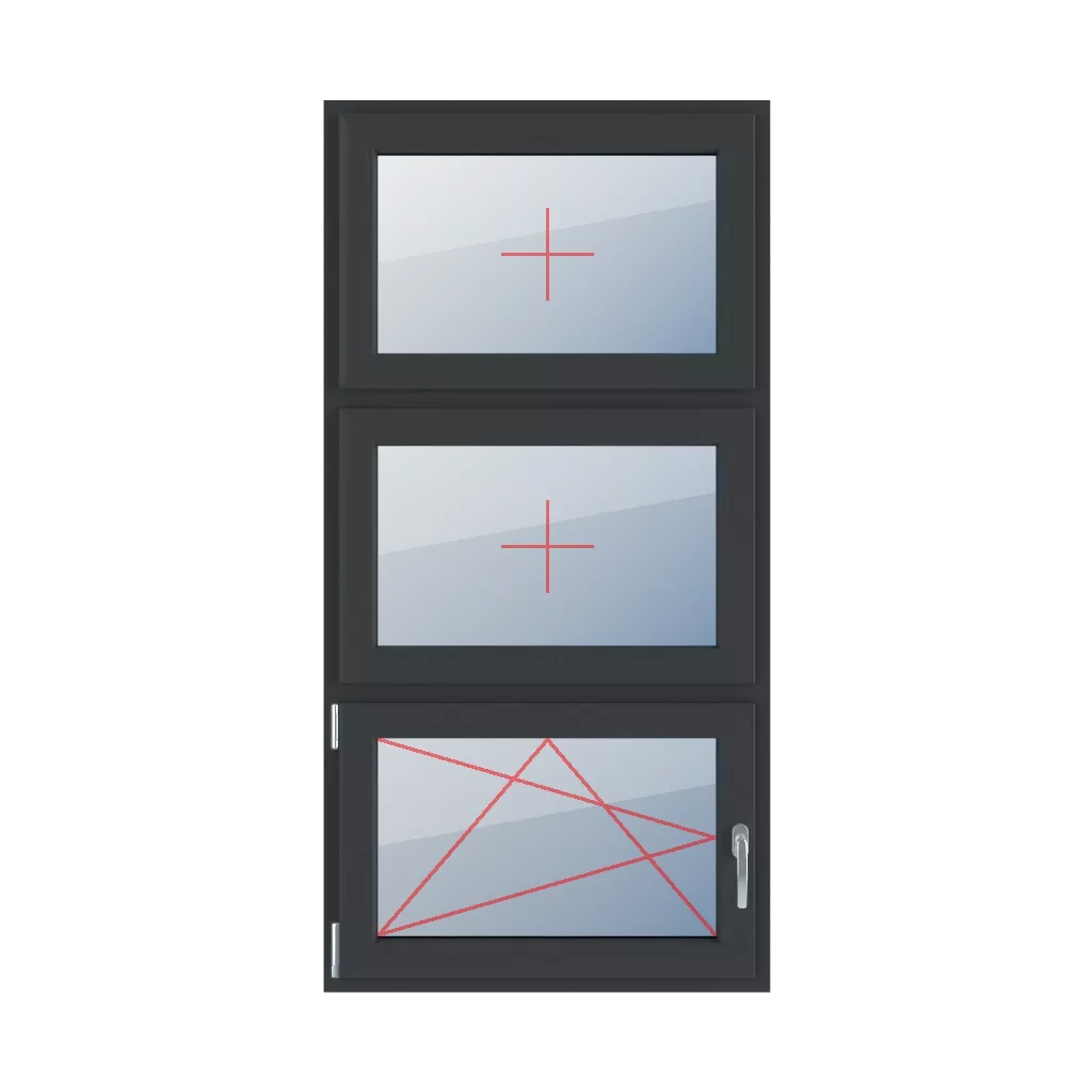 Vitrage fixe dans le châssis, oscillo-battant à gauche fenetres type-de-fenetre triple-vantaux division-verticale-symetrique-33-33-33 vitrage-fixe-dans-le-chassis-oscillo-battant-a-gauche 