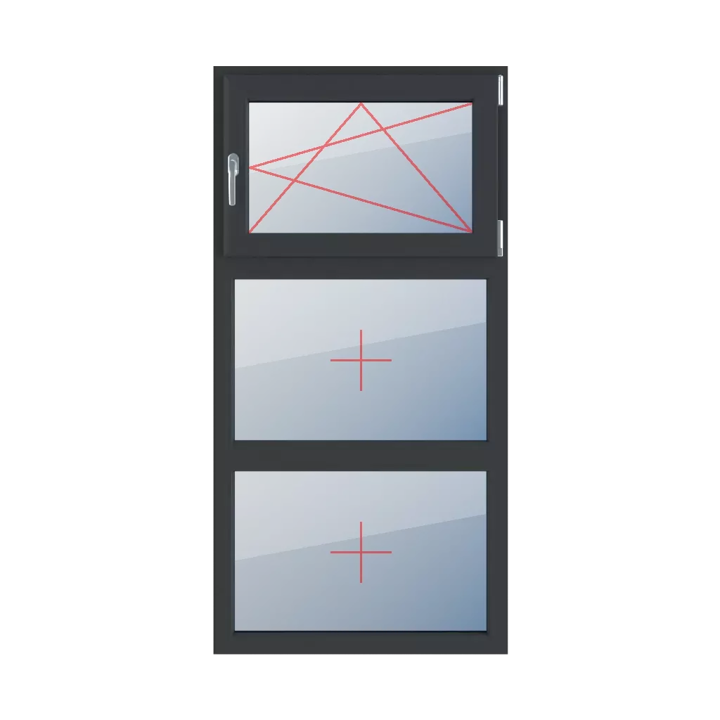Inclinaison et rotation à droite, vitrage fixe dans le cadre fenetres type-de-fenetre triple-vantaux division-verticale-symetrique-33-33-33  