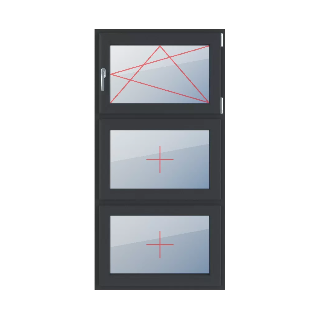 Basculer et tourner à droite, vitrage fixe dans le châssis fenetres type-de-fenetre triple-vantaux division-verticale-symetrique-33-33-33  
