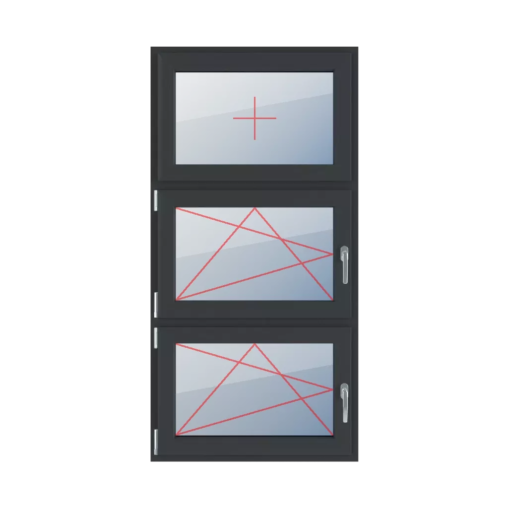 Vitrage fixe dans le châssis, basculer et tourner à gauche, basculer et tourner à gauche fenetres type-de-fenetre triple-vantaux division-verticale-symetrique-33-33-33  