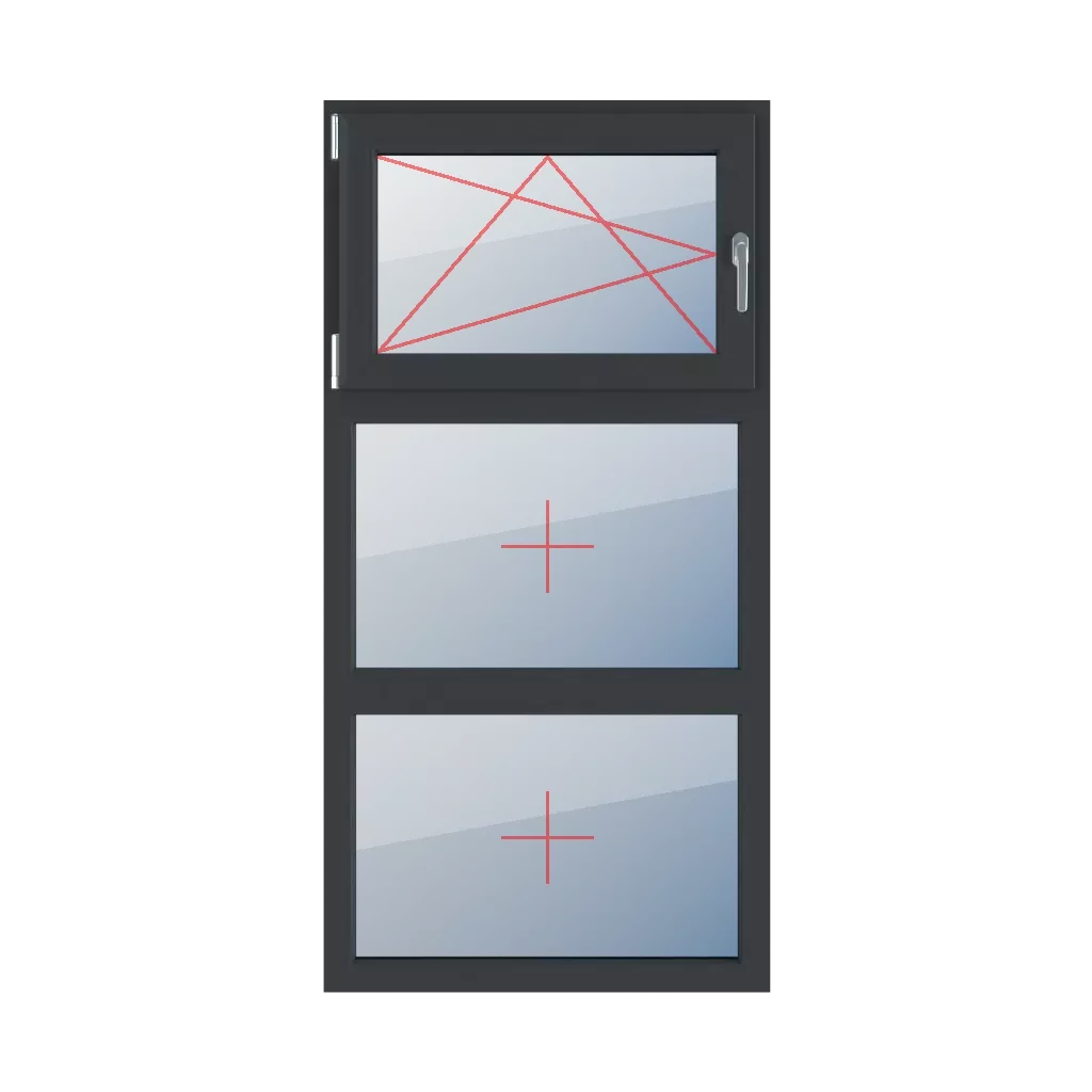 Virage à gauche et inclinaison, vitrage fixe dans le cadre fenetres type-de-fenetre triple-vantaux division-verticale-symetrique-33-33-33  