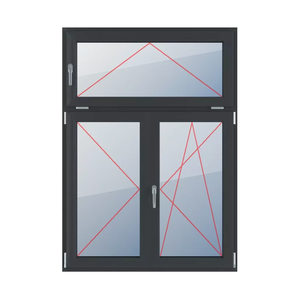 Inclinaison avec une poignée sur le côté gauche, tourner à gauche, poteau mobile, tourner-incliner à droite fenetres type-de-fenetre triple-vantaux division-verticale-asymetrique-30-70-avec-un-poteau-mobile  