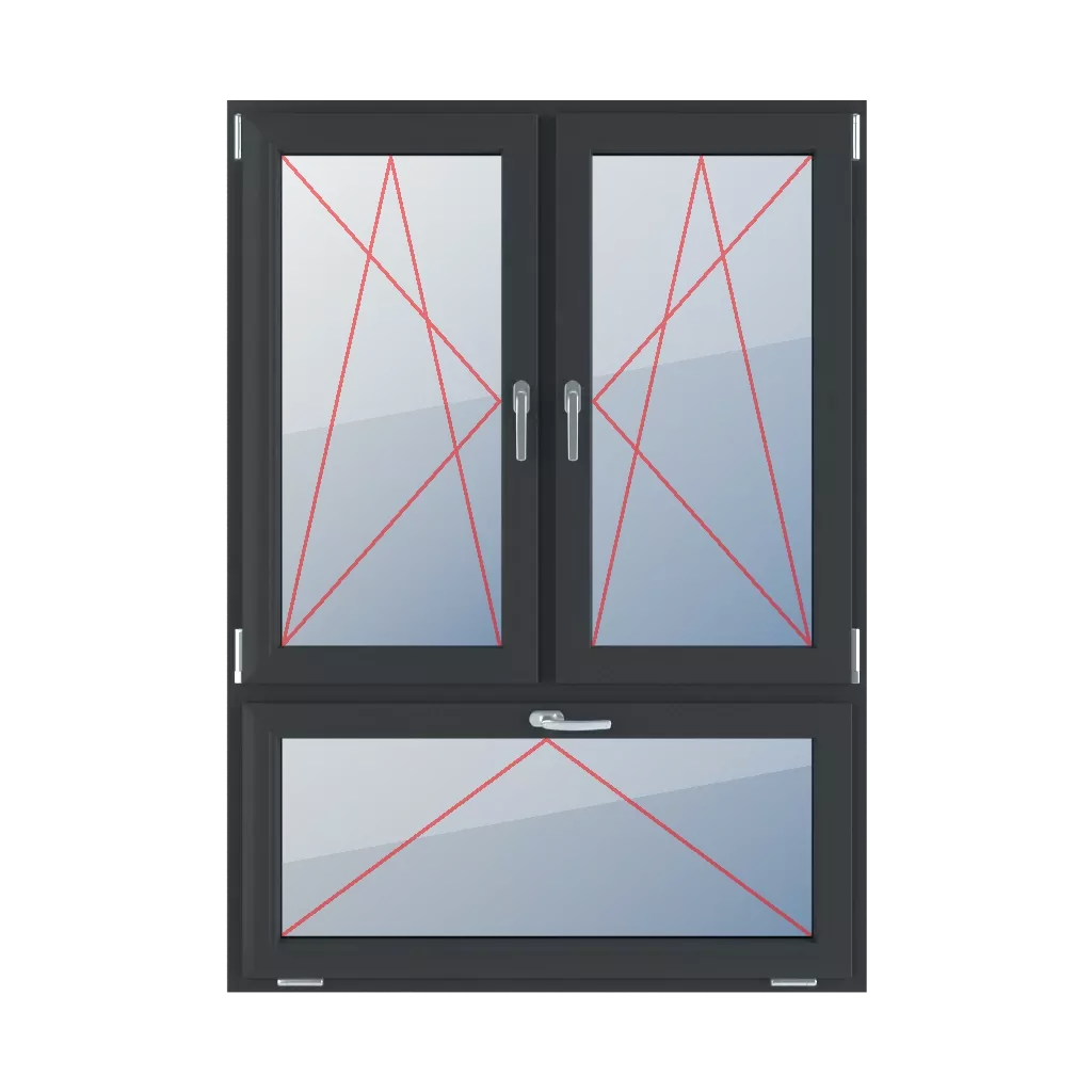 Inclinez et tournez à gauche, inclinez et tournez à droite, inclinez avec une poignée en haut fenetres type-de-fenetre triple-vantaux division-verticale-asymetrique-70-30  