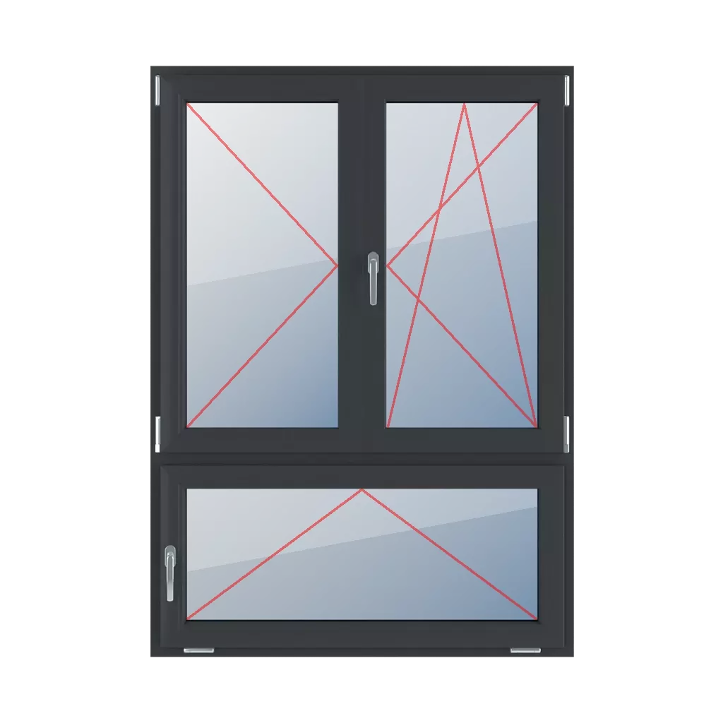 Tourner à gauche, poteau mobile, tourner-incliner à droite, incliner avec une poignée à gauche fenetres type-de-fenetre triple-vantaux division-verticale-asymetrique-70-30-avec-un-poteau-mobile  