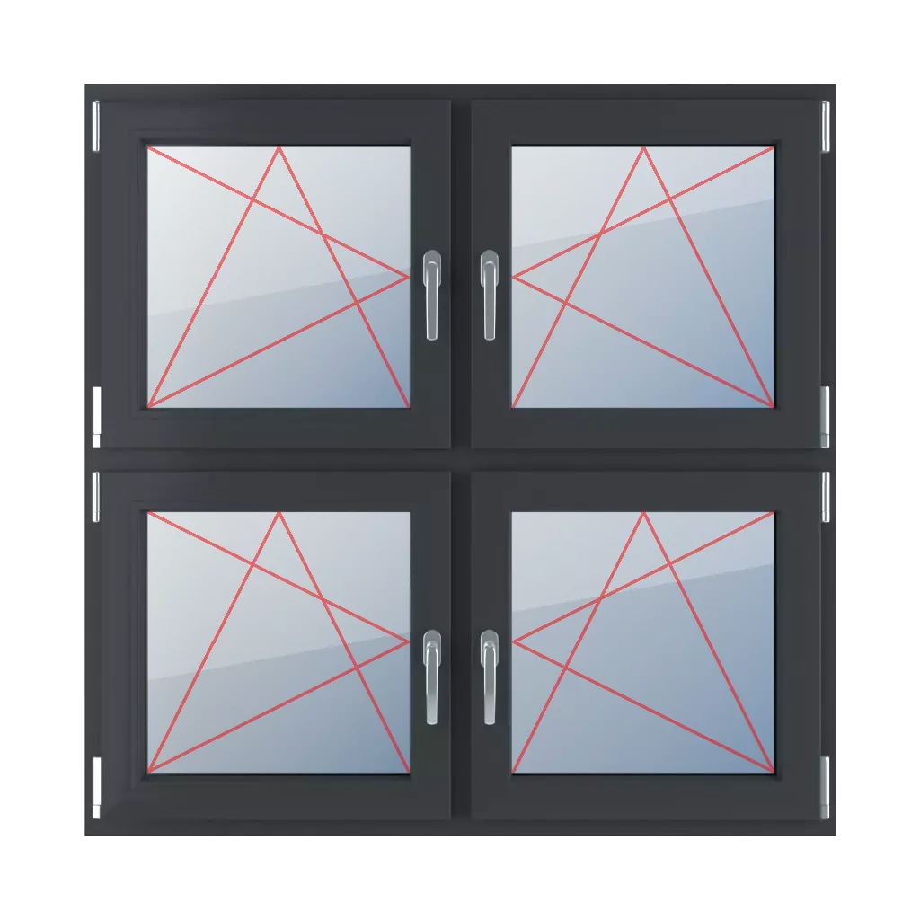 Incliner et tourner à gauche, incliner et tourner à droite fenetres type-de-fenetre quatre-vantaux division-horizontale-symetrique-50-50  