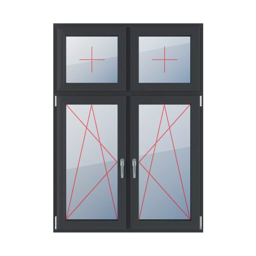 Vitrage fixe dans le châssis, basculer et tourner à gauche, basculer et tourner à droite fenetres type-de-fenetre quatre-vantaux division-verticale-asymetrique-30-70  