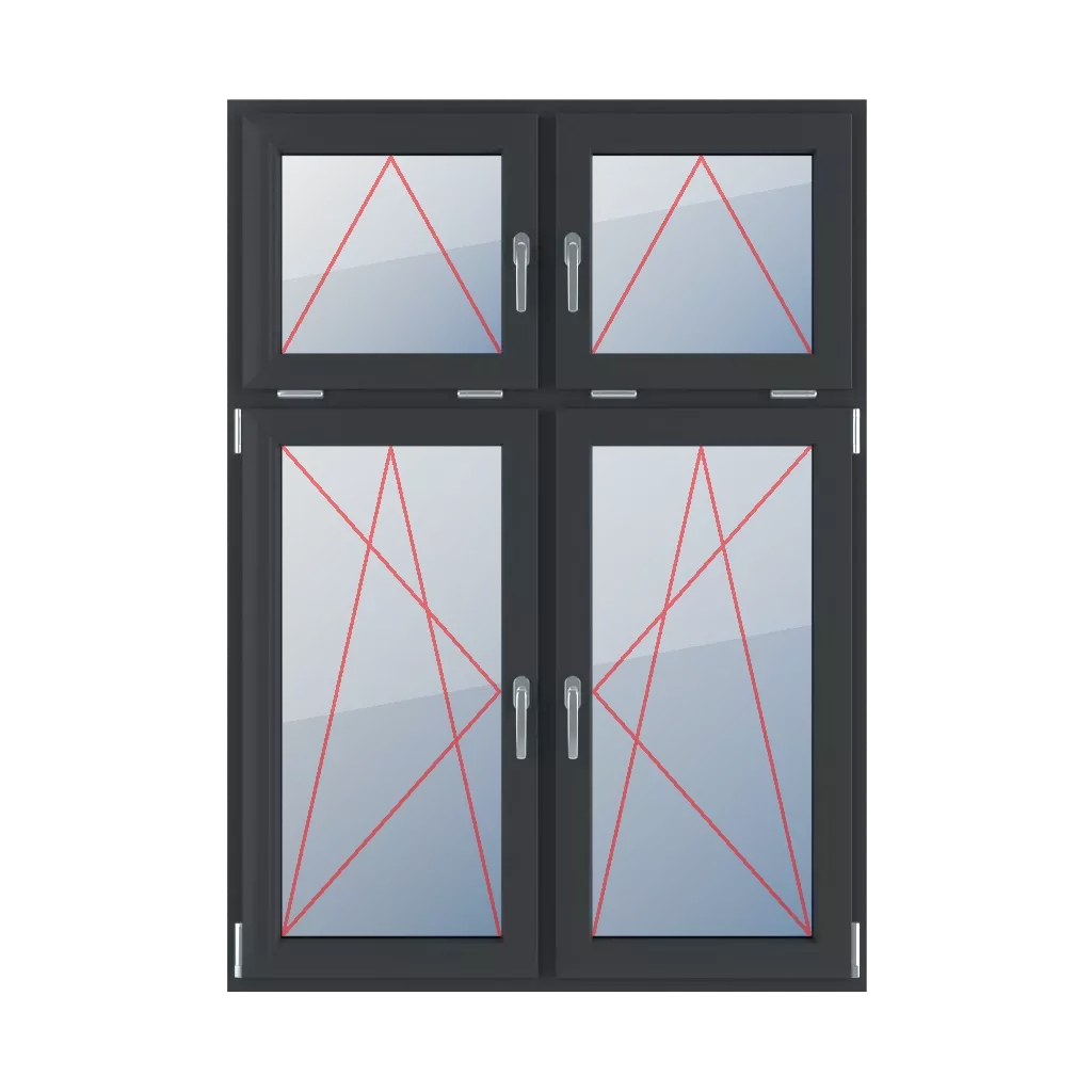 Inclinez les poignées au milieu, inclinez et tournez à gauche, inclinez et tournez à droite fenetres type-de-fenetre quatre-vantaux division-verticale-asymetrique-30-70  