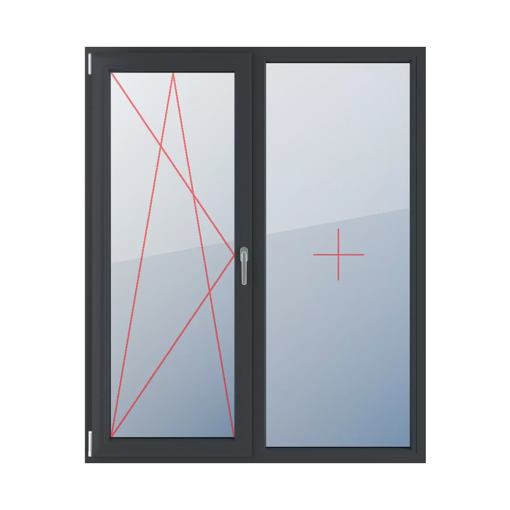 Virage à gauche et inclinaison, vitrage fixe dans le cadre fenetres type-de-fenetre balcon double-vantail  