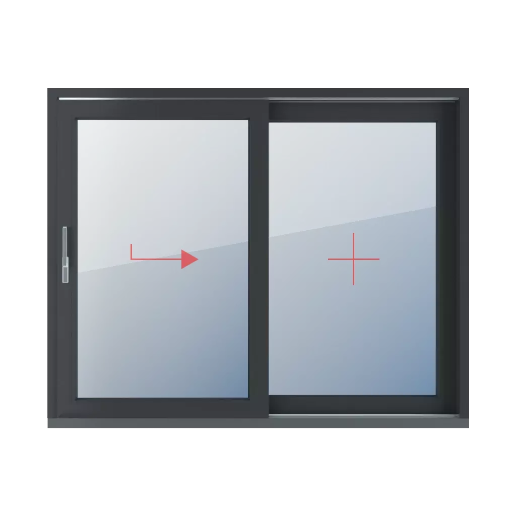 Coulissant à droite, vitrage fixe fenetres type-de-fenetre portes-fenetres-levantes-coulissantes-hst double-vantail  