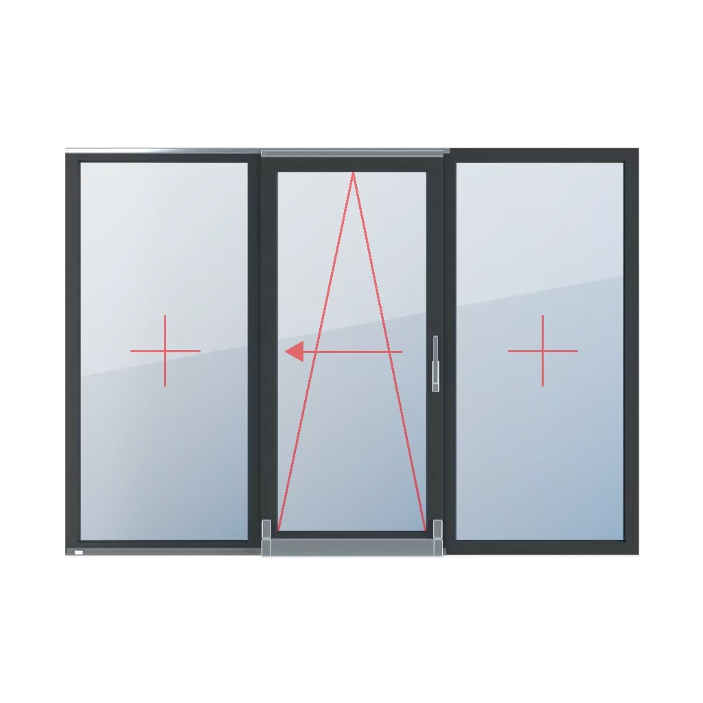 Vitrage fixe dans le cadre, oscillo-coulissant à gauche, vitrage fixe dans le cadre fenetres type-de-fenetre portes-fenetres-coulissantes-et-coulissantes-psk triple-vantaux  