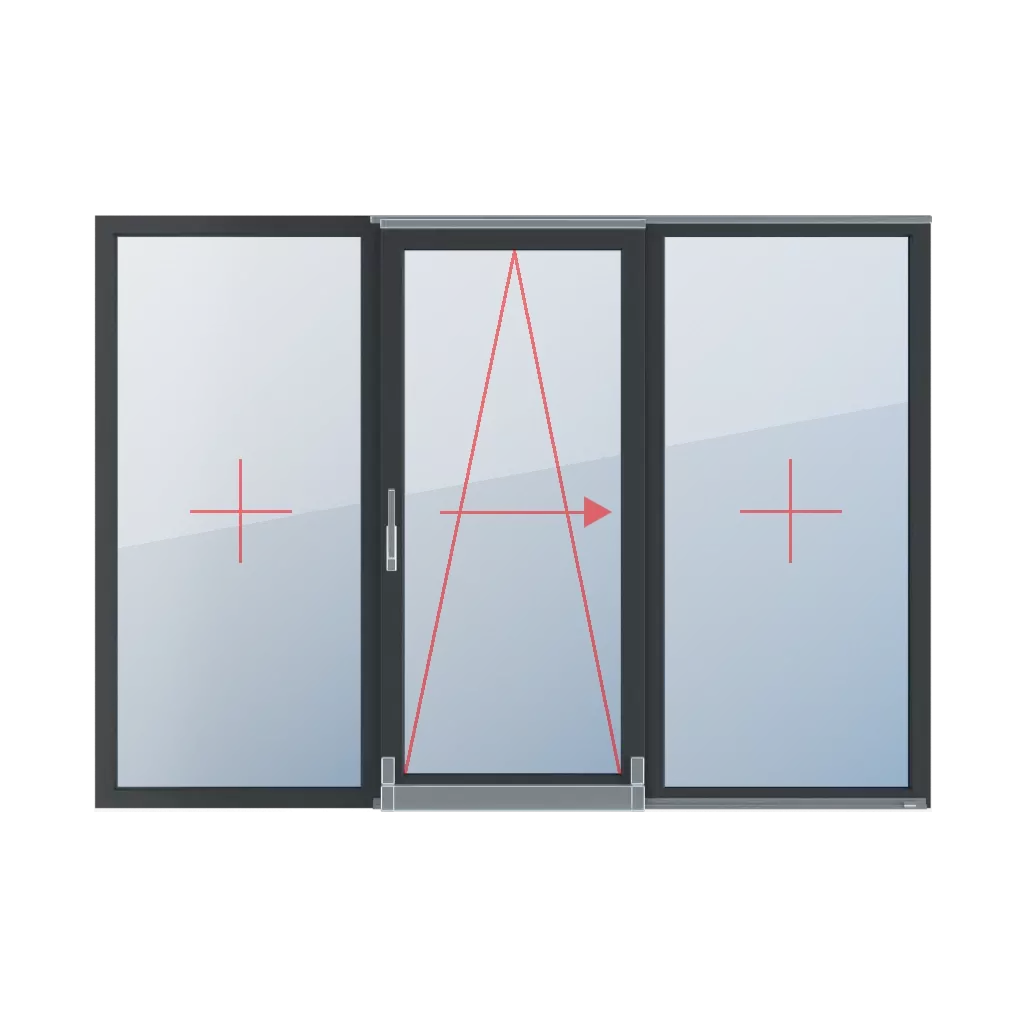 Vitrage fixe dans le cadre, oscillo-coulissant à droite, vitrage fixe dans le cadre fenetres type-de-fenetre portes-fenetres-coulissantes-et-coulissantes-psk triple-vantaux  